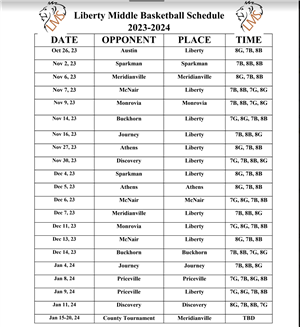  Basketball Schedule
